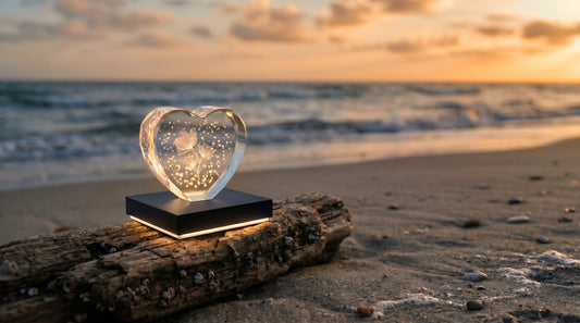 Heart Crystal with Square LED Light Base beach v3