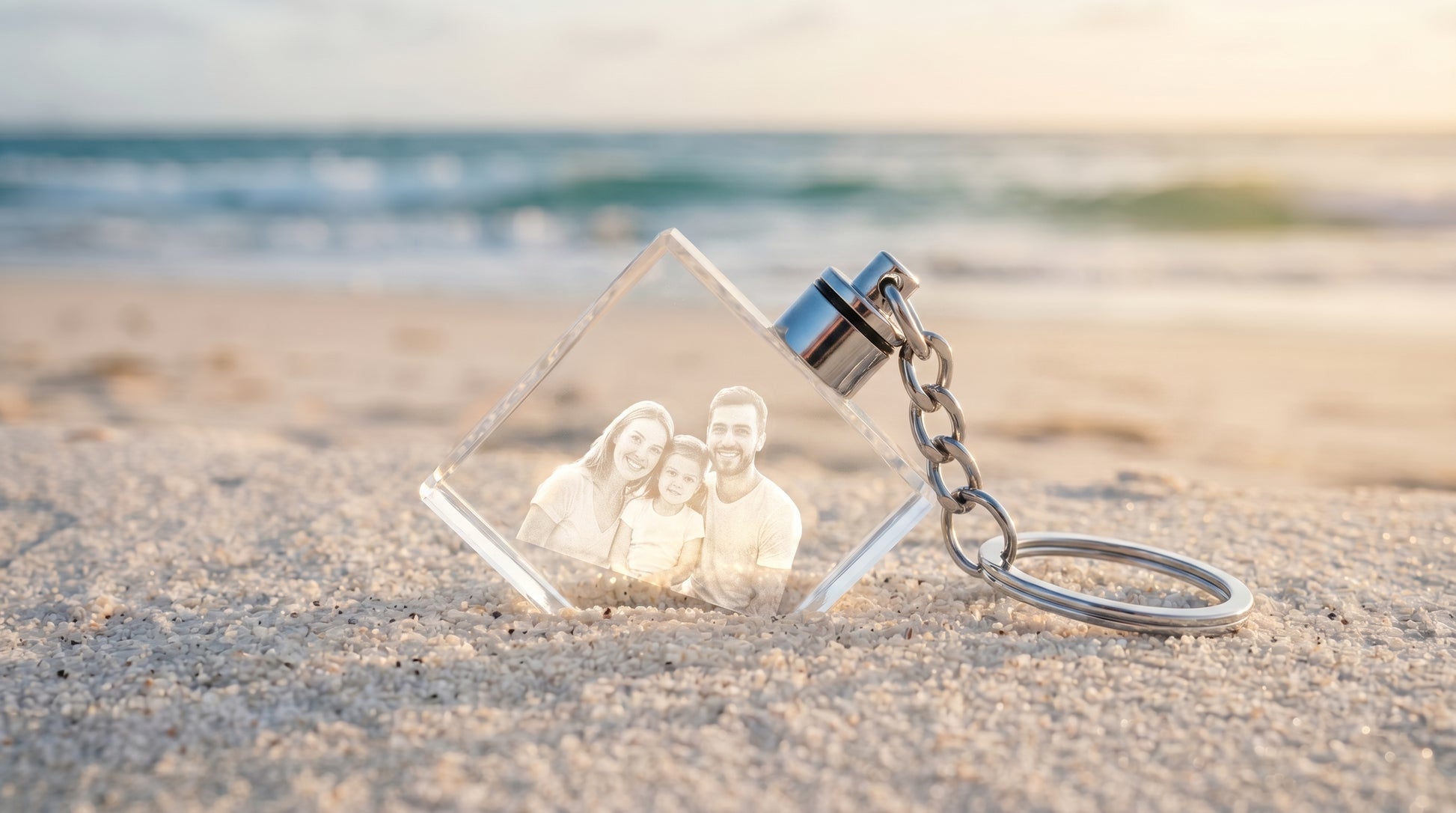 Square Crystal Keychain beach sand product photo